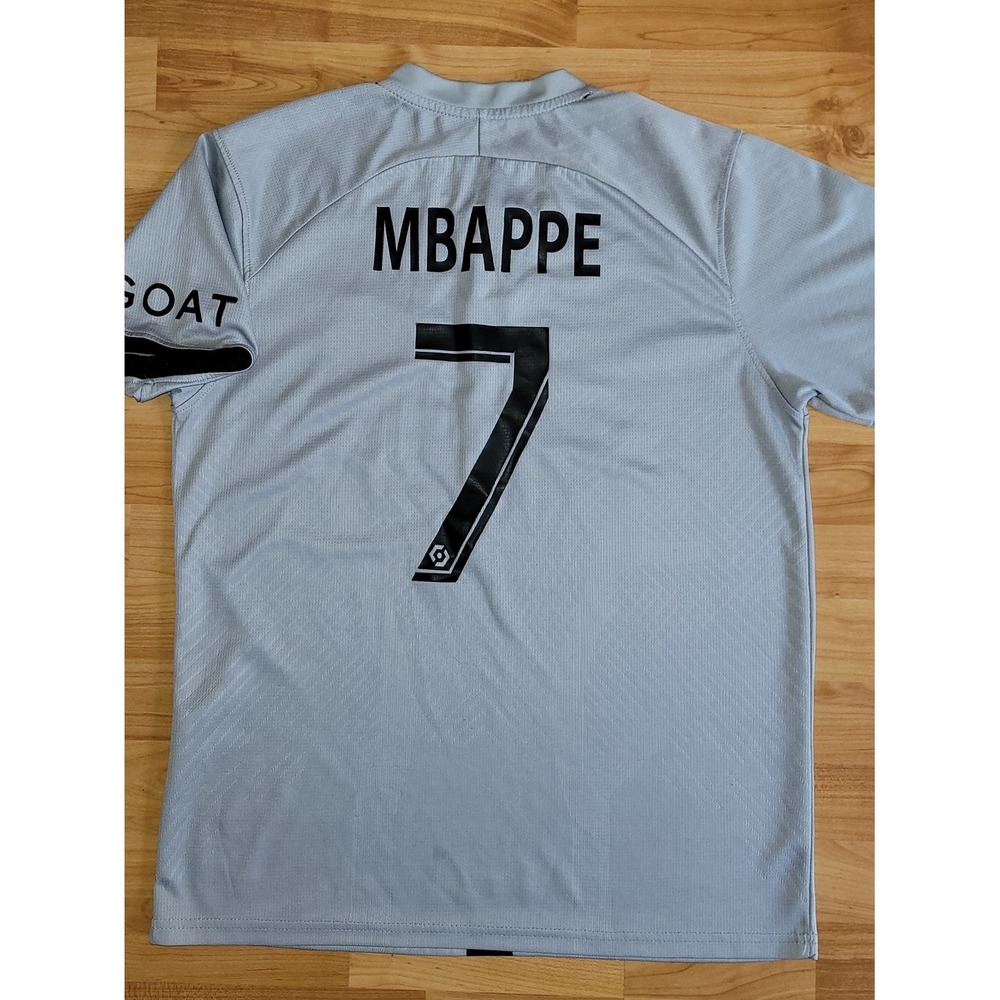 PARIS SAINT GERMAIN Air Jordan MBAPPE Gray Soccer Jersey PSG, Men's Large
